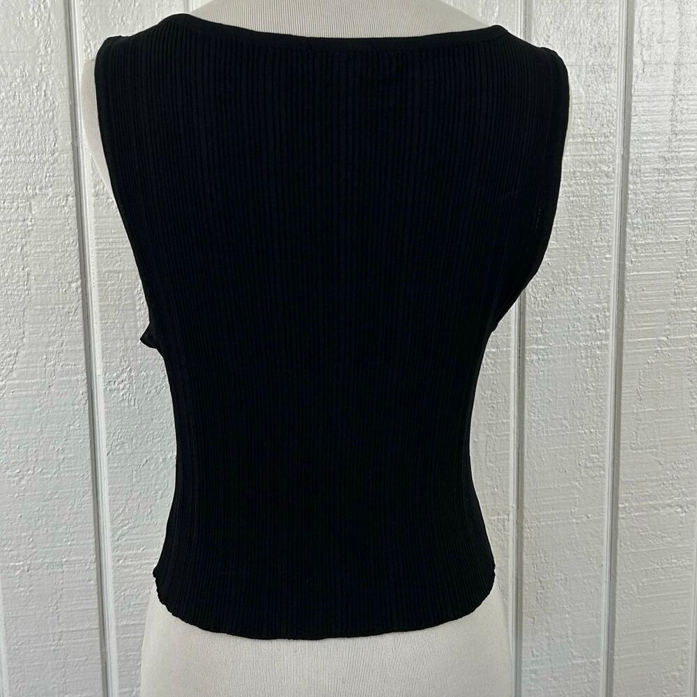 Christian Lacroix Ribbed Tank Top Button Front Minimalist Black Women M - Picture 6 of 8